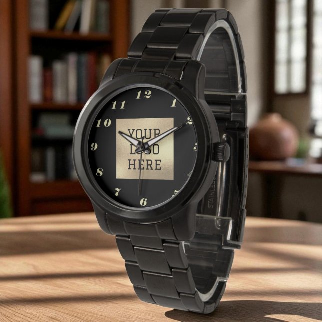 Black Guld Elegant Classic Business Logotyp Armbandsur (Skapare uppladdad)