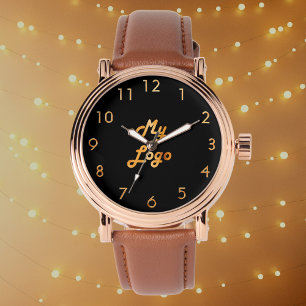 Black guld elegant Classic Business logotyp Armbandsur