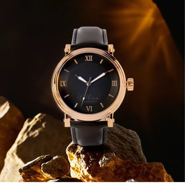 Black Guld Elegant Classic Monogrammed Armbandsur (Skapare uppladdad)