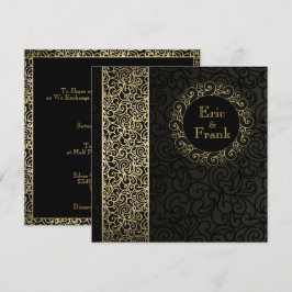 Black Guld Elegant Formal bröllopsinbjudan Inbjudningar