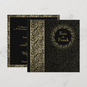 Black Guld Elegant Formal bröllopsinbjudan Inbjudningar