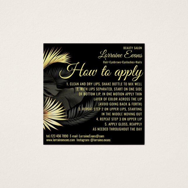 Black Guld Elegant Fyrkantigt Visitkort (Framsida)