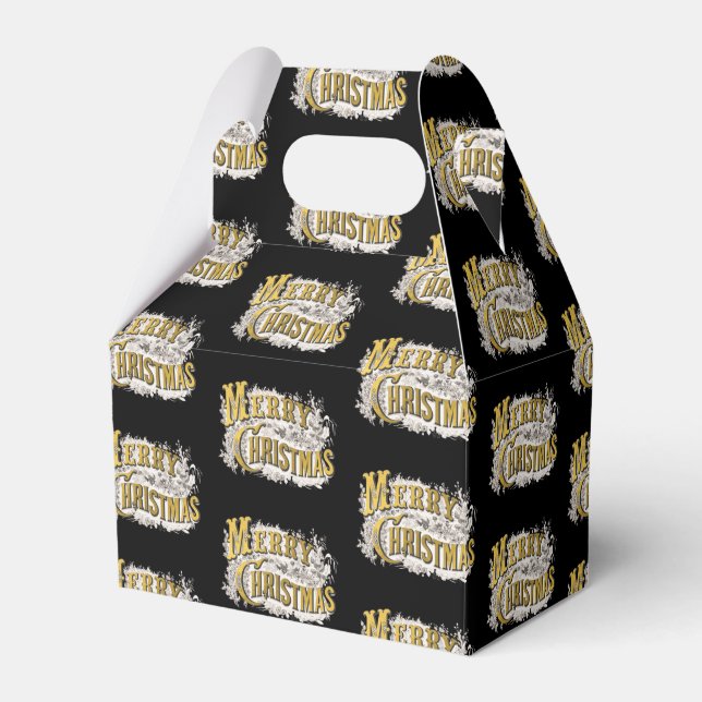 Black Guld Elegant God jul Rustic Vintage Presentaskar (Framsidan Sidan)