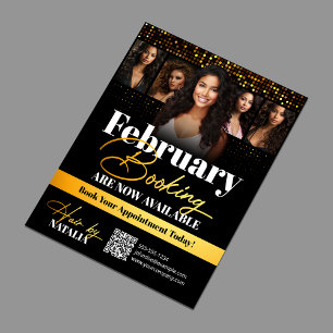 Black Guld Elegant HairStylist Booking Flygblad