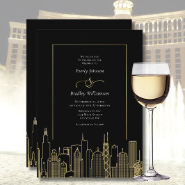 Black Guld Elegant Las Vegas Destination Wedding Inbjudningar