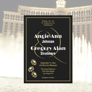 Black Guld Elegant Las Vegas Destination Wedding Inbjudningar