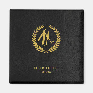 Black Guld Elegant Luxury Barber Shop Magnet