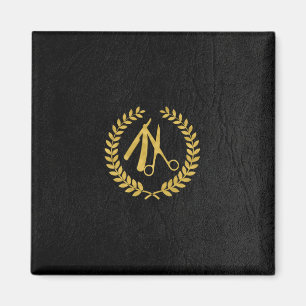 Black Guld Elegant Luxury Barber Shop Magnet
