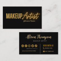 Black Guld Elegant  Makeup Artist Affärskorts