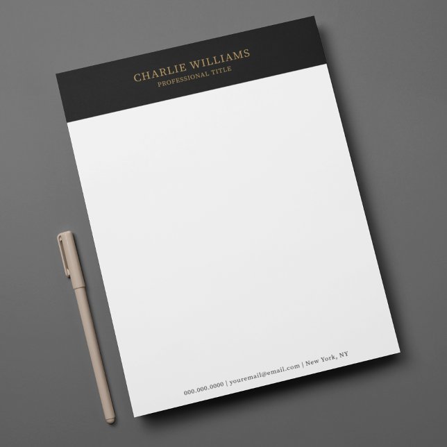 Black Guld Elegant Professionell Anpassningsbar Le Brevhuvud (Black Gold Elegant Professional Custom Letterhead
)