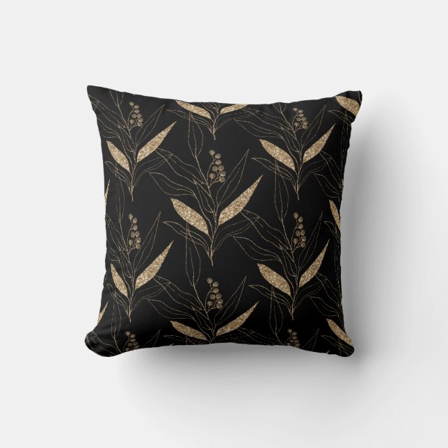 Black Guld Eucalyptus Botanical PILLOW Kudde (Framsida)