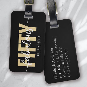 Black Guld Fabulous 50 Birthday Resa Bagagebricka