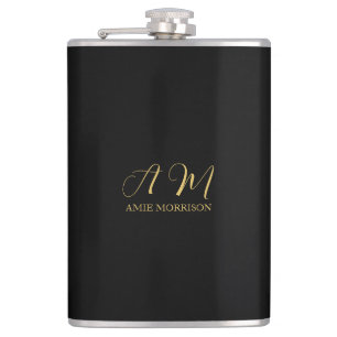 Black Guld Färg Monogram Initial Brev Namn Fickplunta