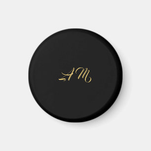 Black Guld Färg Monogram Initial kalligrafi Magnet
