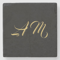 Black Guld Färg Monogram Initial kalligrafi