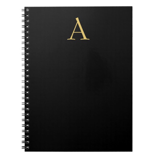 Black Guld Färg Monogram Professionell Anteckningsbok (Framsidan)