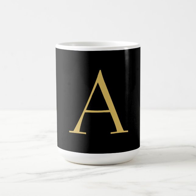 Black Guld Färg Monogram Professionell Kaffemugg (Center)