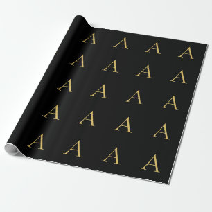 Black Guld Färg Monogram Professionell Presentpapper