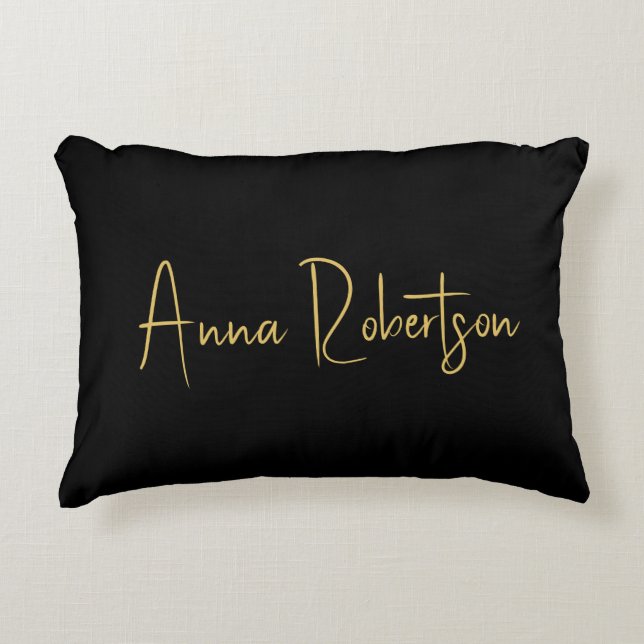 Black Guld Färg Professionell  Trendig Calligraphy Prydnadskudde (Framsidan)