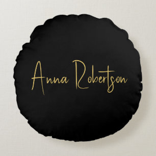 Black Guld Färg Professionell Trendig Calligraphy Rund Kudde