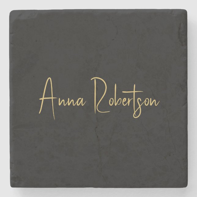 Black Guld Färg Professionell  Trendig Calligraphy Stenunderlägg (Framsidan)