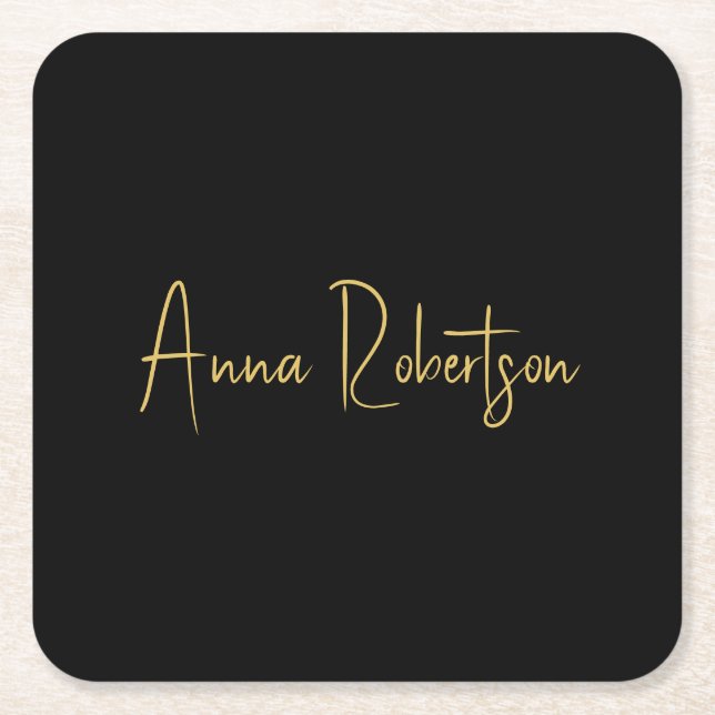 Black Guld Färg Professionell  Trendig Calligraphy Underlägg Papper Kvadrat (Framsidan)