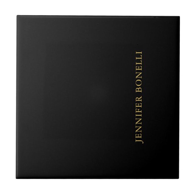 Black Guld Färg Professionell Trendig Modern Plain Kakelplatta (Framsidan)