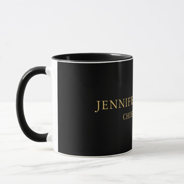 Black Guld Färg Professionell Trendig Modern Plain Mugg (Vänster)