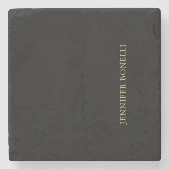 Black Guld Färg Professionell Trendig Modern Plain Stenunderlägg (Framsidan)