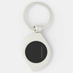 Black Guld Färg Professionell Trendig Modern Plain Swirl Silverfärgad Nyckelring