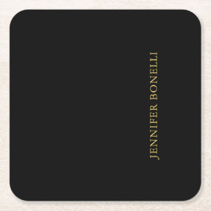 Black Guld Färg Professionell Trendig Modern Plain Underlägg Papper Kvadrat