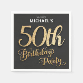 Black Guld Faux Foil Anpassningsbar Elegant 50:e f Pappersservett
