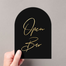 Black & Guld Faux Foil Arch Acrylic Open Pub-tecke