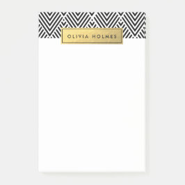 Black & Guld Faux Foil Chevron Mönster Post-it Block