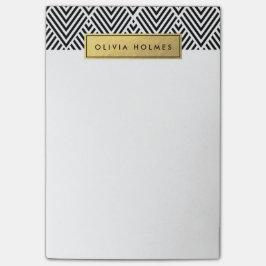 Black & Guld Faux Foil Chevron Mönster Post-it Block
