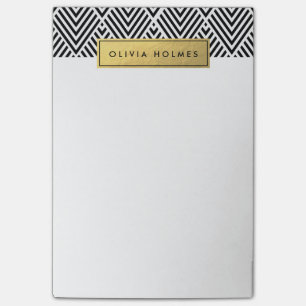 Black & Guld Faux Foil Chevron Mönster Post-it Block