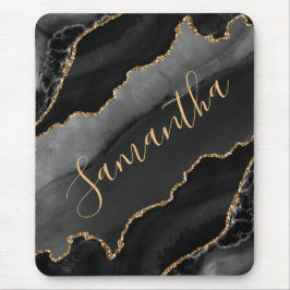 Black & Guld Faux Glitter Agate Musmatta