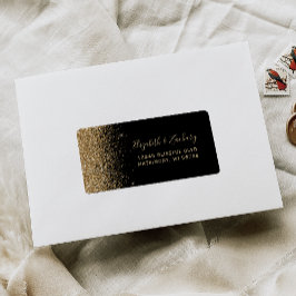 Black Guld Faux Glitter Bröllop OSA Self-Adress Adressetikett