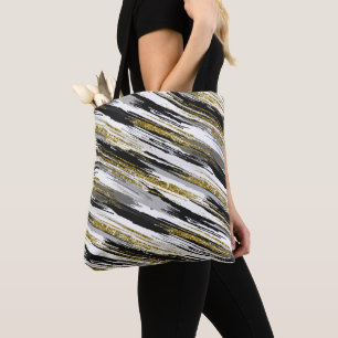 Black Guld Faux Glitter Modern Abstrakt Tygkasse