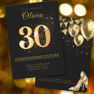 Black Guld firar i Glam 30års födelsedag Inbjudningar