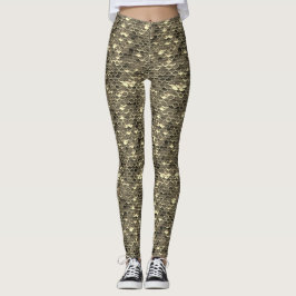 Black & Guld Fish  Sjöjungfru Leggings Grund