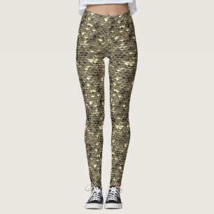 Black & Guld Fish  Sjöjungfru Leggings Grund