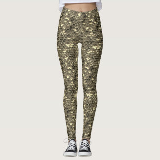 Black & Guld Fish  Sjöjungfru Leggings Grund