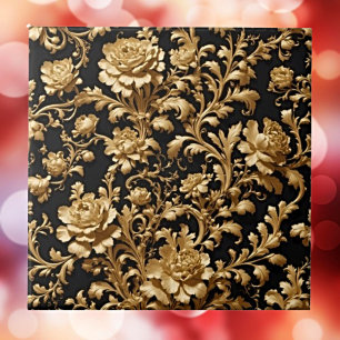 Black & Guld Flemish Baroque Tile Kakelplatta