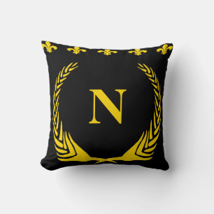 Black & Guld Fleur De Lis Brev & Numbers Kudde