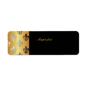 Black Guld Fleur de lis en oro Returadress Etikett