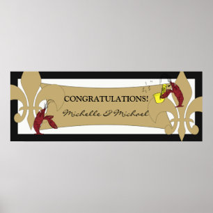 Black Guld Fleur de Lis Kräftor Party Banner Poster