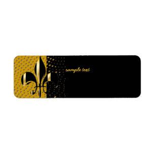 Black Guld Fleur de lis Returadress Etikett