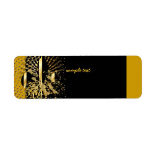 Black Guld Fleur de lis Returadress Etikett
