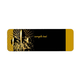 Black Guld Fleur de lis Returadress Etikett